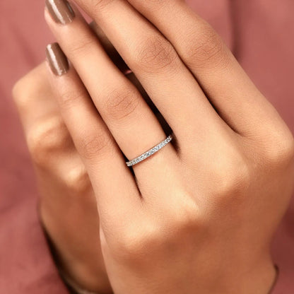 0.30 TCW Timeless Round Brilliant Lab Grown Diamond Eternity Wedding Band with Delicate Pavé Set Sparkling Accents