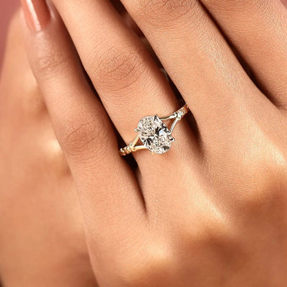 Oval Cut Moissanite Diamond Engagement Ring Vintage Floral Gold Ring Nature Inspired Solitaire Promise Ring for Women