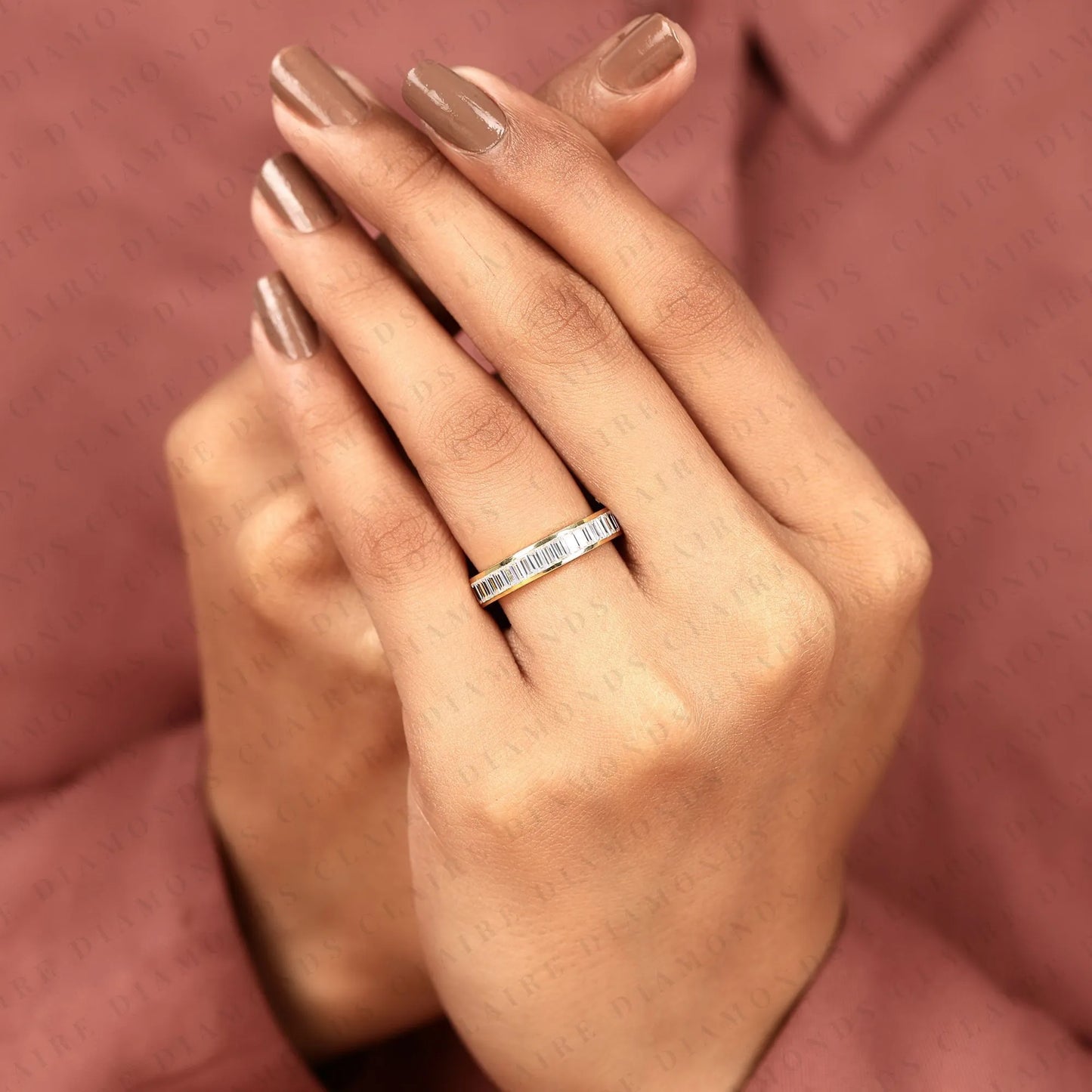 1.35 tcw baguette cut lab grown diamond eternity wedding band minimalist stackable anniversary ring for women