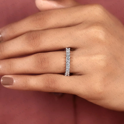 3.00 TCW Baguette Cut Lab Grown Diamond Ring | Alternating Baguette Stone Band in Solid Gold, Stackable Anniversary & Everyday Jewelry