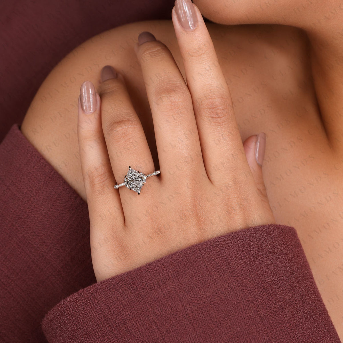Dutch Marquise Cut Lab Grown Diamond Engagement Ring Rose Gold with Pavé Accents Vintage Inspired Luxury Wedding Ring for Women