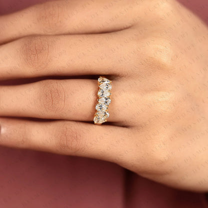 1.75 TCW Pear Cut Lab Grown Diamond Band in Gold Elegant Pear Shape Eternity Wedding Band for Women