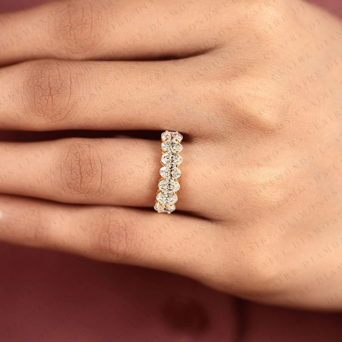 1.61 tcw oval cut lab grown diamond band half eternity wedding elegant stackable bridal band for her