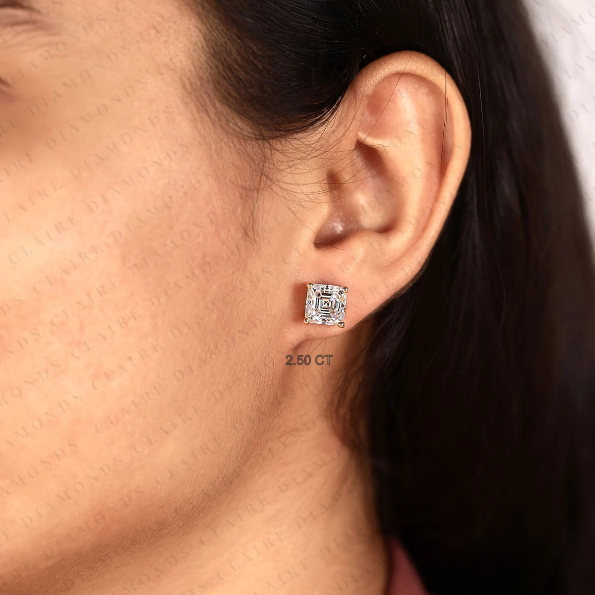 asscher cut moissanite diamond stud earrings classic solitaire earrings elegant luxury bridal jewelry timeless gift for her