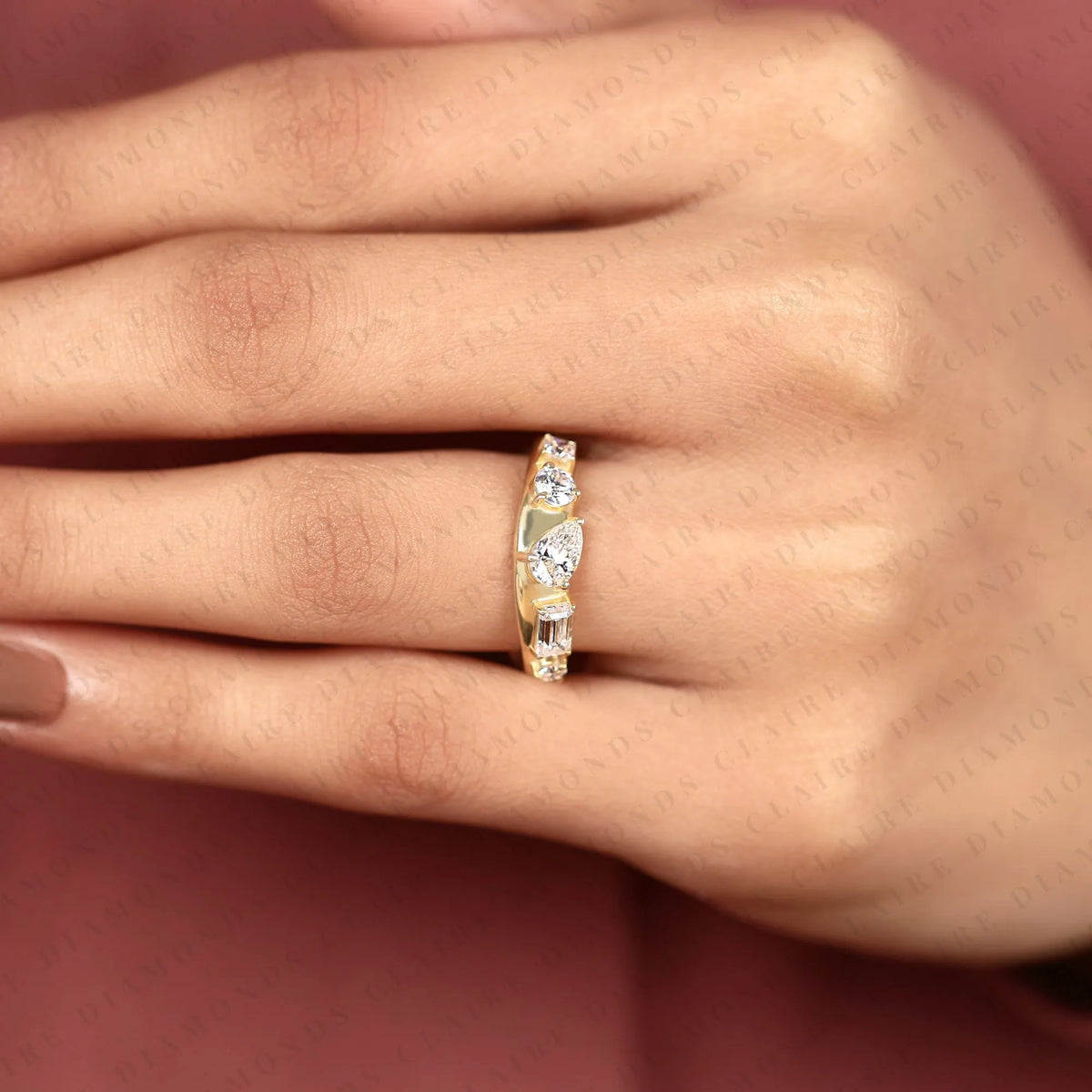 1.15 TCW Princess & Round & Pear & Emerald Cut Band – photo 8