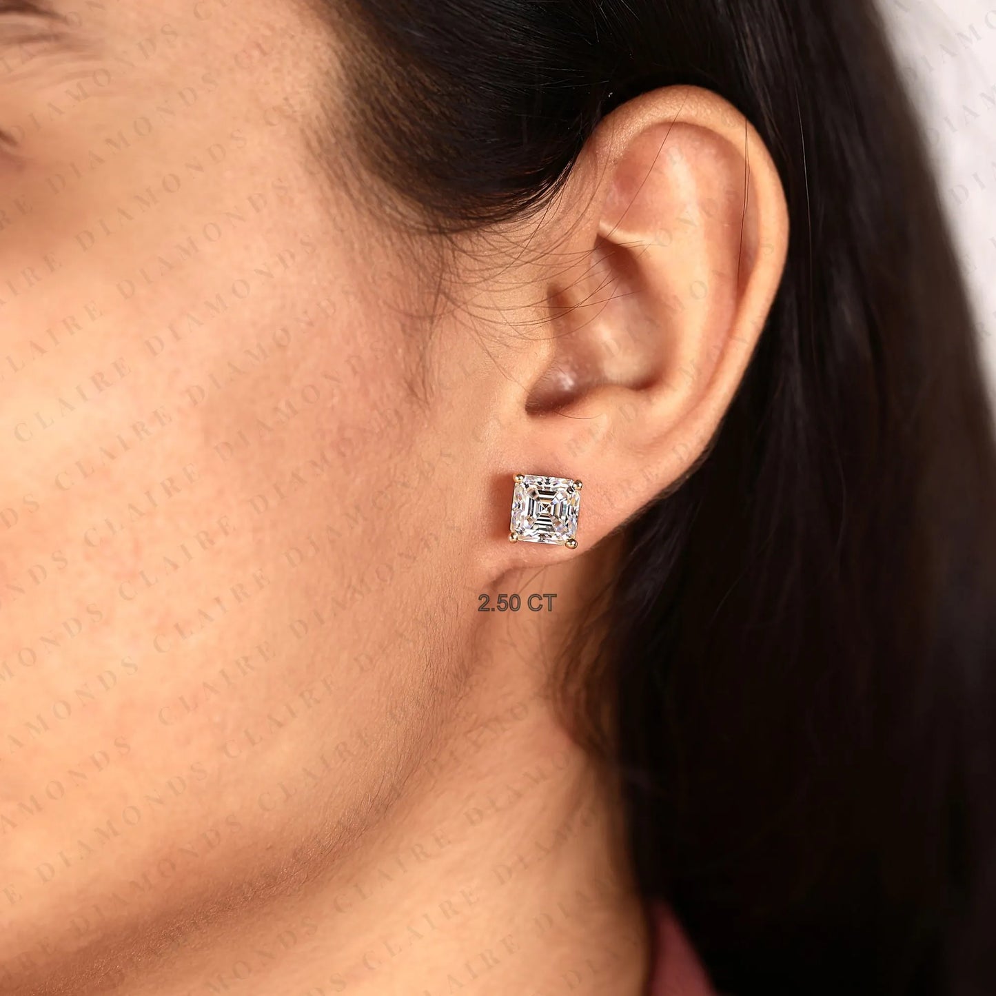 asscher cut lab grown diamond stud earrings classic solitaire earrings elegant luxury bridal jewelry timeless gift for her
