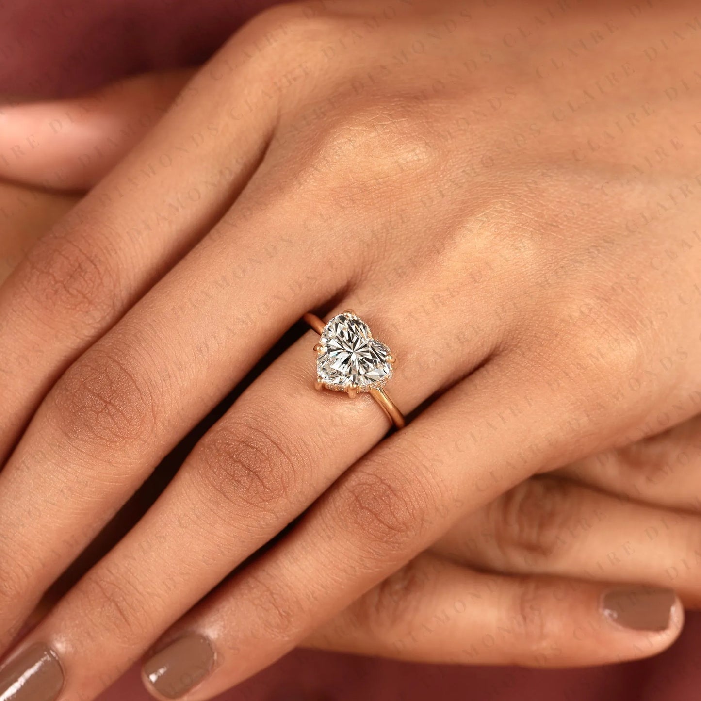 heart cut moissanite diamond engagement ring gold hidden halo ring romantic bridal jewelry minimalist promise ring.