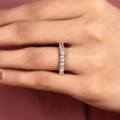 1.88 TCW Oval Cut Lab Grown Diamond Band Eternity Wedding Elegant Stackable Hiddend Halo Round Bridal Band