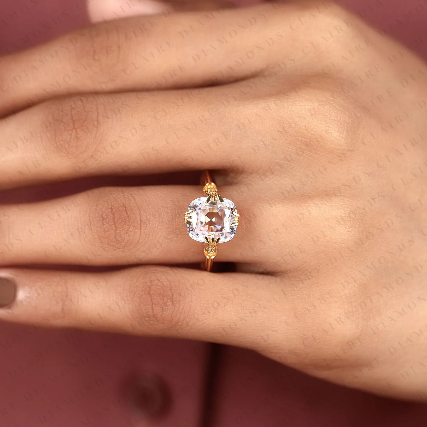 cushion rose cut lab grown diamond engagement ring vintage setting unique bridal ring with antique inspired