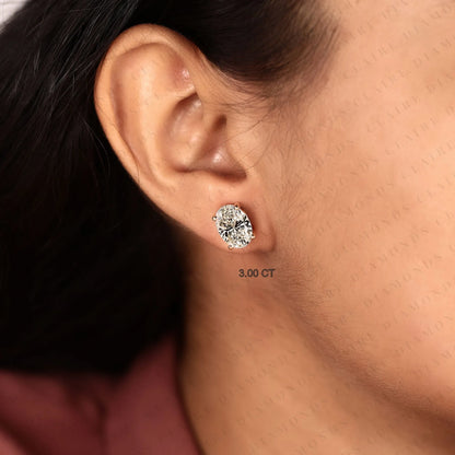 Oval Cut Lab Grown Diamond Stud Earrings Classic Solitaire Earrings Elegant Minimalist Bridal Jewelry Timeless Gift for Her