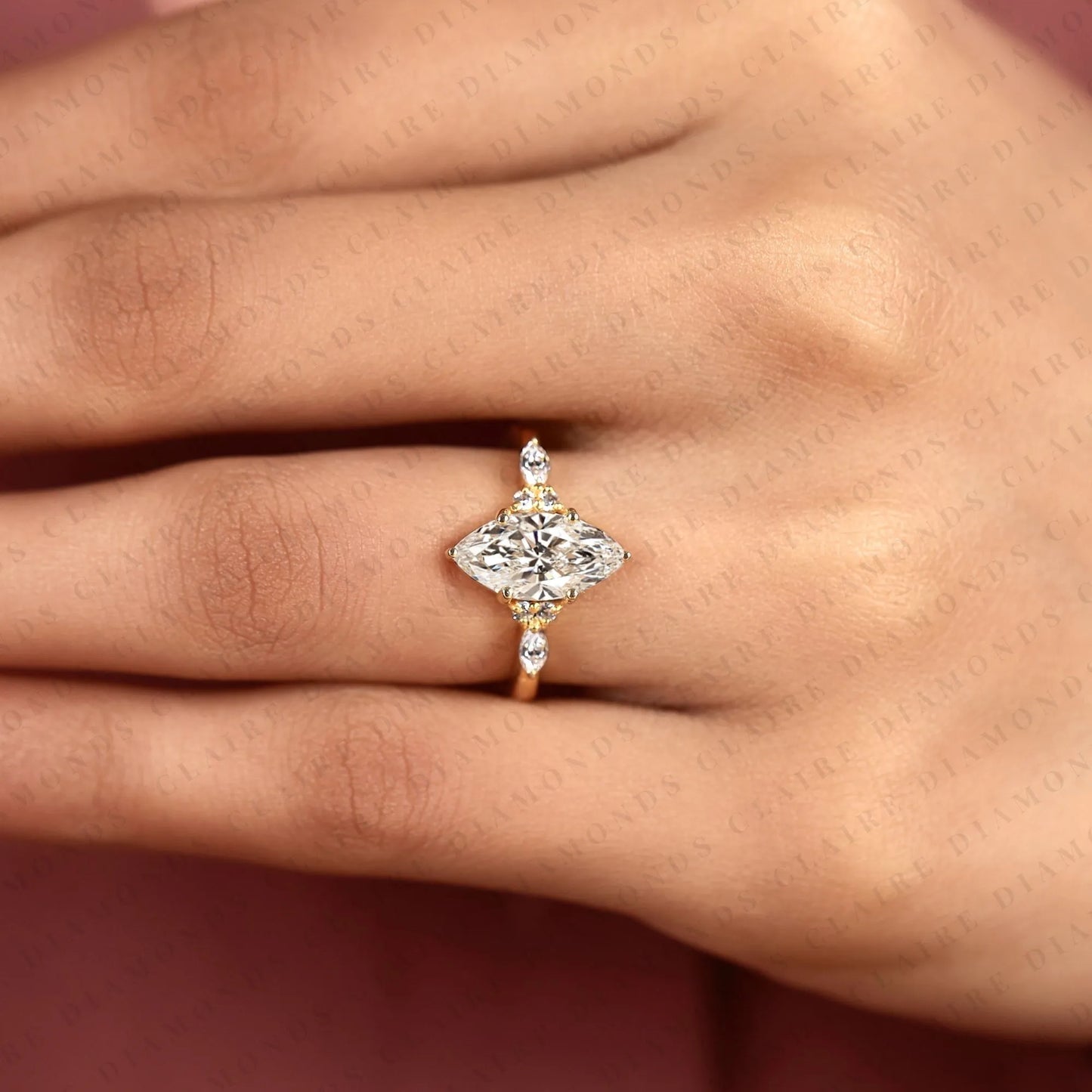 marquise cut lab grown diamond engagement gold ring wedding elegant anniversary gift for her