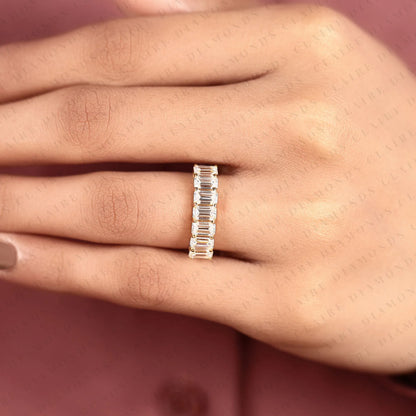 1.75 TCW Emerald Cut Moissanite Diamond Eternity Band Stackable Band Luxury Bridal Anniversary Jewelry