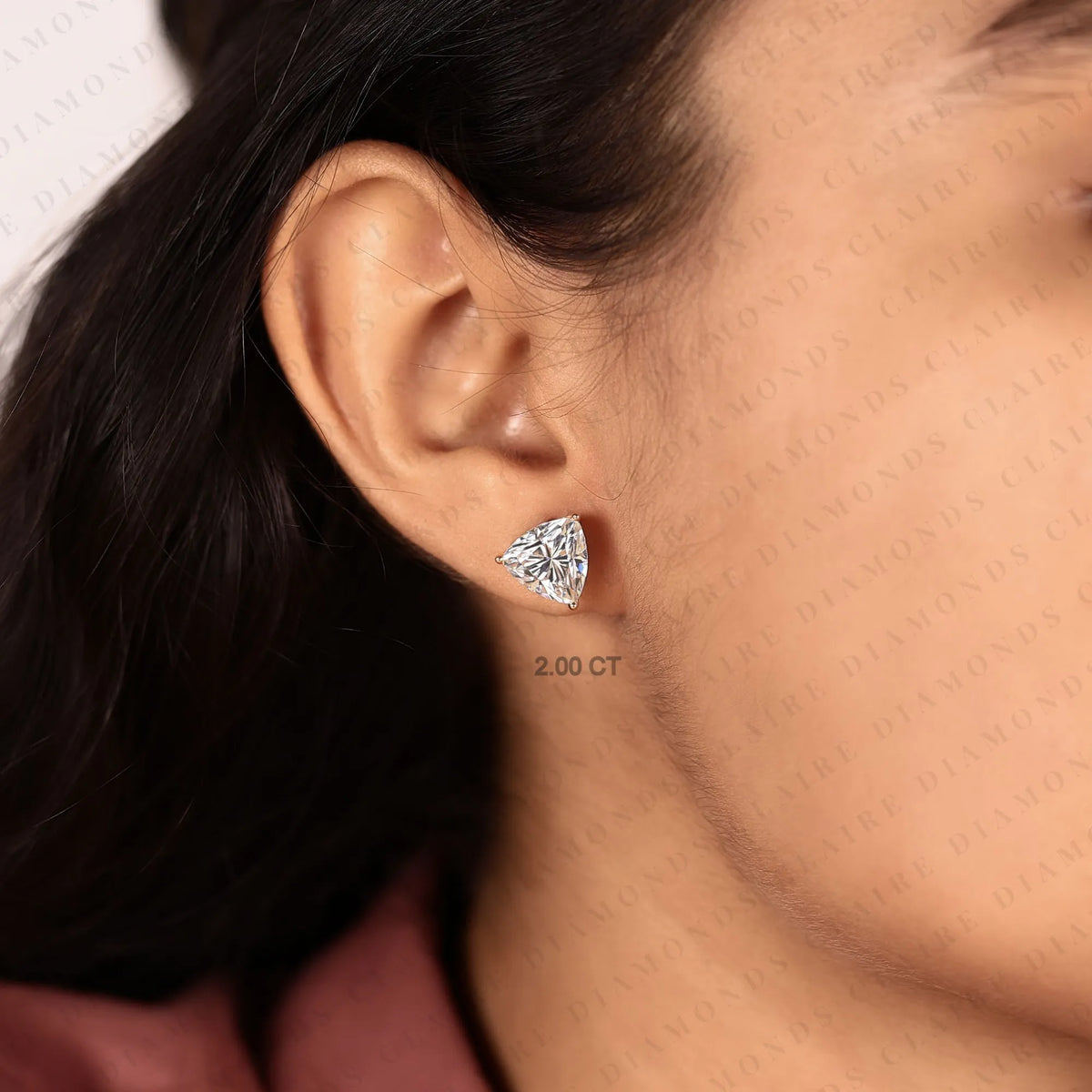 trillion cut lab grown diamond stud earrings elegant solitaire earrings modern minimalist fine jewelry