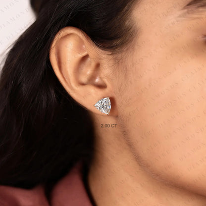 Trillion Cut Lab Grown Diamond Stud Earrings Elegant Solitaire Earrings Modern Minimalist Fine Jewelry