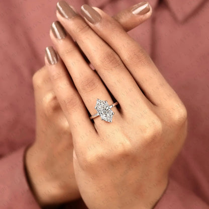 Dutch Marquise Cut Lab Grown Diamond Engagement Ring Solitaire White Gold Ring Elongated Diamond Bridal Ring Minimalist Wedding Ring