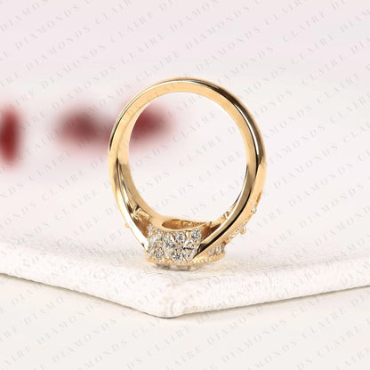 Elongated Cushion Cut Lab Grown Diamond Engagement Ring Bezel Set Ring Art Deco Gold Ring vintage Inspired Bridal Ring  IGI Certified Jewelry