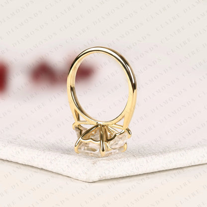 Radiant Cut Moissanite Diamond Engagement Ring Three Stone Gold Ring Trillion Elegant Jewelry for Women