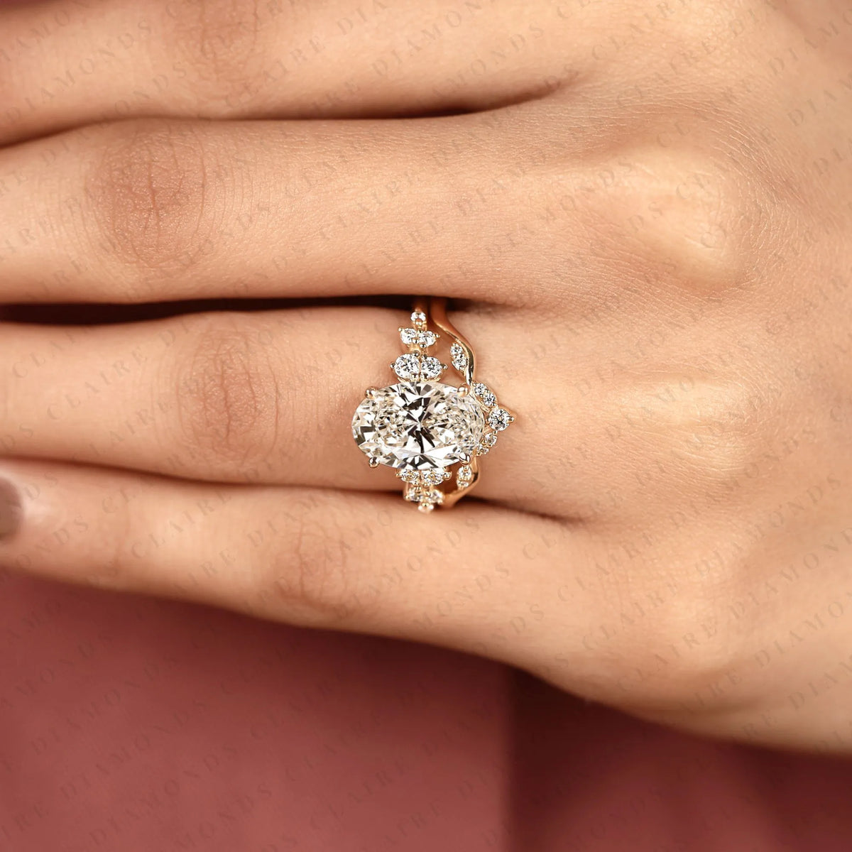 Oval Cut Engagement Ring Set Nature Inspired Wedding Ring – photo 8