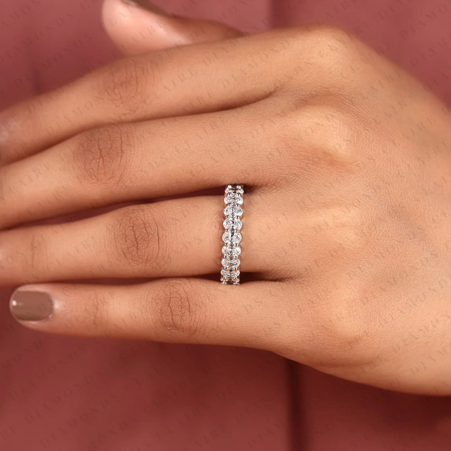3.90 tcw oval cut lab grown diamond band eternity classic stackable band elegant anniversary timeless bridal jewelry