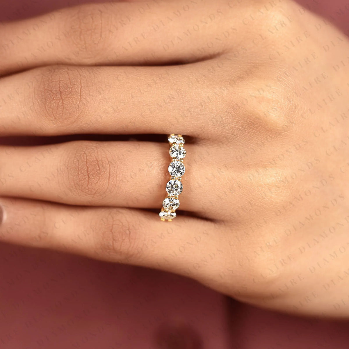 1.56 tcw round cut lab grown diamond  half eternity band classic sparkling multi-stone stackable anniversary band for women