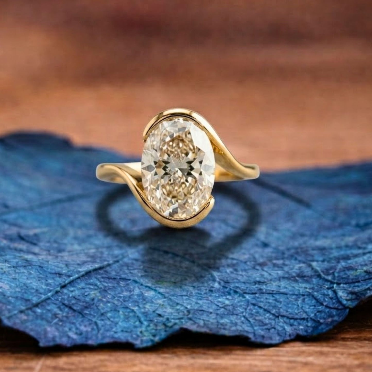 oval cut bypass engagement ring oval half bezel set lab grown ring solid gold wedding ring for women anniversary ring promise ring