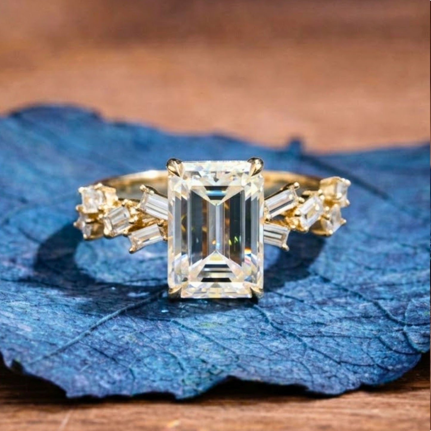 emerald cut lab grown engagement ring hidden halo ring  wedding rings for women anniversary ring promise gift for her