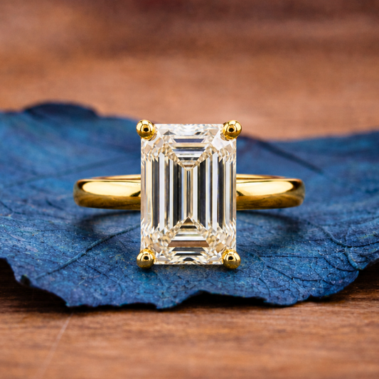 Emerald Cut Lab Grown Engagement Ring Hidden Halo Solitaire Ring Wedding Ring Anniversary Ring For Women Promise Ring