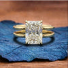Double Band  Radiant Cut Moissanite Engagement Ring Hidden Halo Solitaire Ring Wedding Rings For Women Anniversary Ring