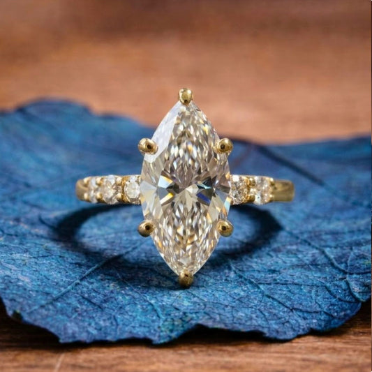 Hidden Halo Marquise Cut Moissanite Engagement Ring  Wedding Ring Anniversary Rings For Women Promise Ring Gift For Her