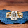 Emerald Cut Moissanite Engagement Ring Set  Bridal Set Wedding Ring With Matching Band Anniversary Ring Set Promise Ring Set
