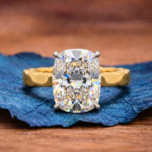 Hidden Halo Elongated Cushion Cut Moissanite Engagement Ring  Wedding Ring Solitaire Rings Anniversary Gift Promise Ring