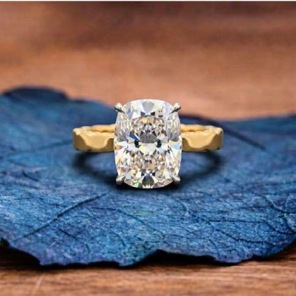 Hidden Halo Elongated Cushion Cut Moissanite Engagement Ring  Wedding Ring Solitaire Rings Anniversary Gift Promise Ring