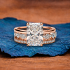 Radiant Cut Lab Grown Engagement Ring Set Solitaire Ring With Two Matching Band Set Bridal Set Wedding Set Anniversary Set.