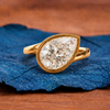Bezel Set Pear Lab Grown Engagement Ring East West Wedding Ring