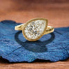 Bezel Set Pear Lab Grown Engagement Ring East West Wedding Ring
