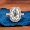 Old Mine Elongated Cushion Moissanite Engagement Ring Halo Set Wedding Ring