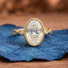 Oval Cut Moissanite Engagement Bezel Set Wedding Ring Tulip Set Anniversary Ring