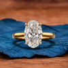 Oval Cut Lab Grown Engagement Ring Two Tone Solitaire Gold Wedding Ring