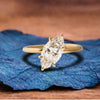 East West Marquise Moissanite Engagement Ring Gold Solitaire Ring