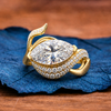 Marquise Lab Grown Bridal Engagement Ring Nature Inspired Gold Wedding Ring