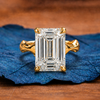 Emerald Lab Grown Engagement Ring Unique Band Wedding Ring