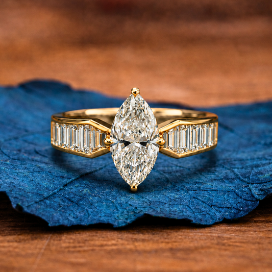 Marquise Lab Grown Engagement Ring Channel Set Wedding Ring