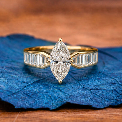 Marquise Lab Grown Engagement Ring Channel Set Wedding Ring