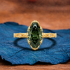 Green Marquise Lab Grown Engagement Ring Vintage Tulip Set Wedding Ring