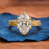 Oval Cut Lab Grown Engagement Ring Tulip Set Gold Vintage inspired Ring