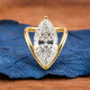 Marquise Cut Moissanite Solitaire Engagement Ring Curve Band Gold Wedding Ring