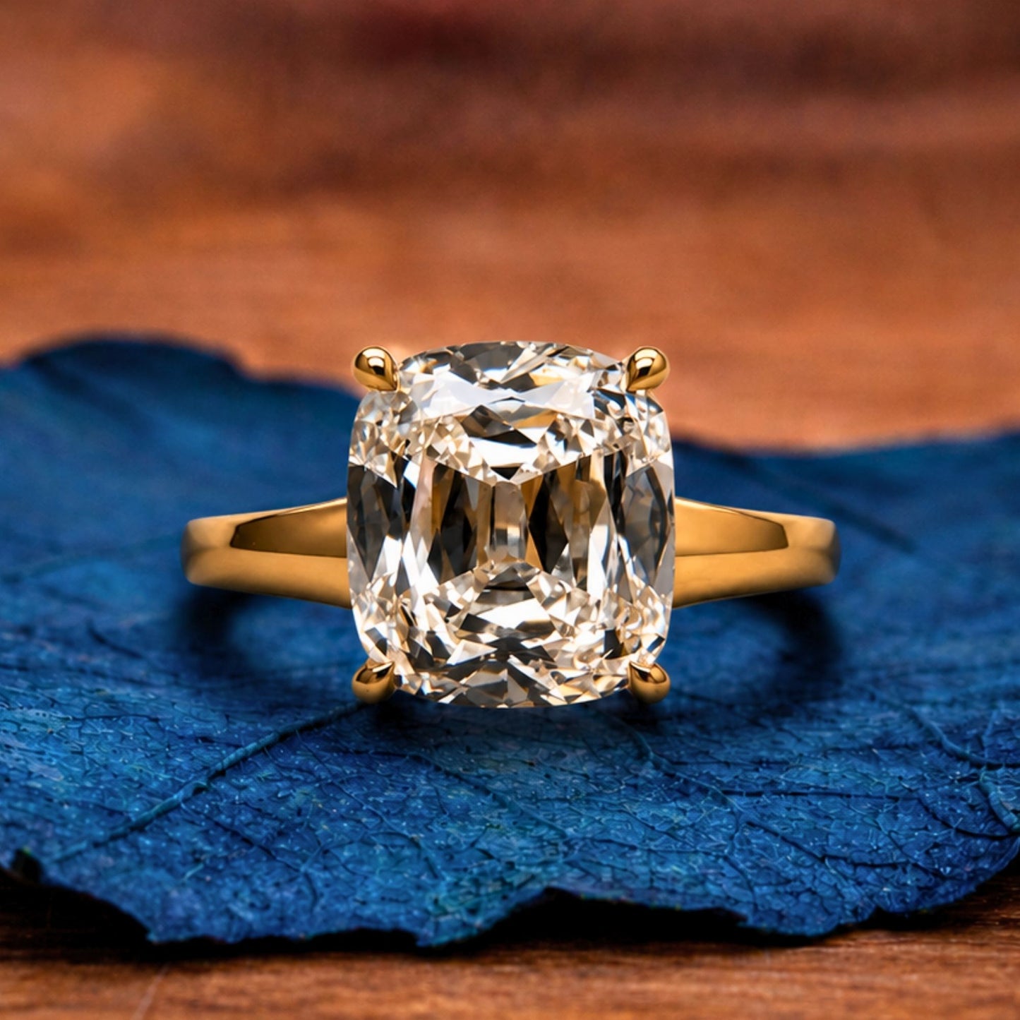 old mine elongated cushion moissanite engagement ring gold solitaire wedding ring