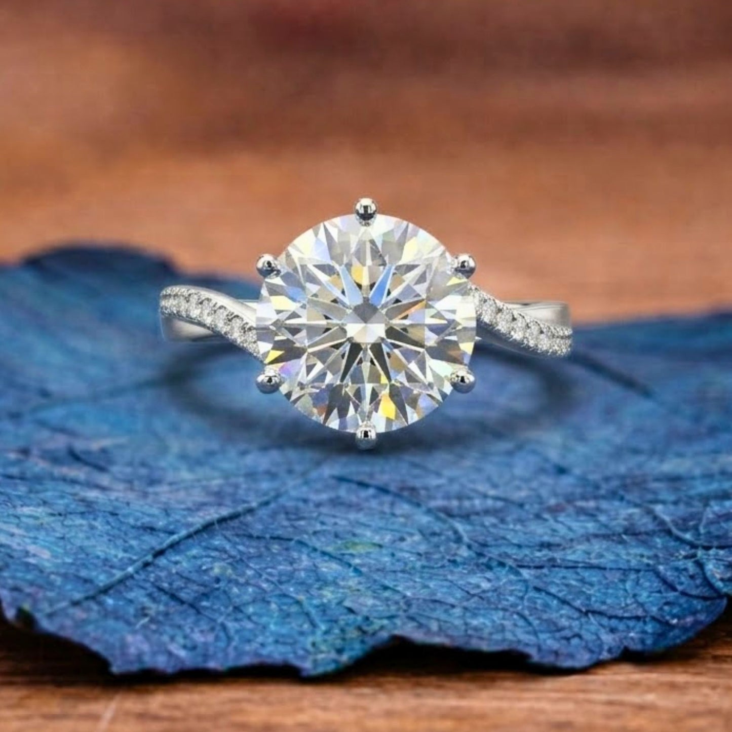 round cut lab grown engagement ring accent gold wedding ring