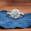 Round Cut Lab Grown Engagement Ring Accent Gold Wedding Ring