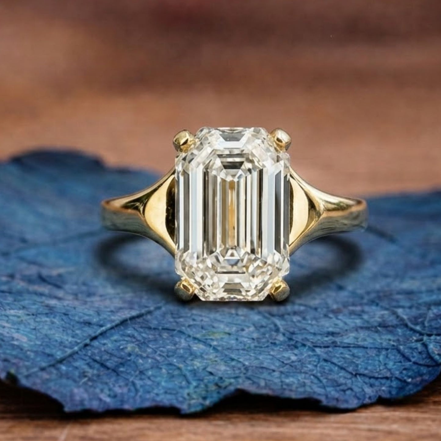 emerald cut lab grown engagement ring unique solitaire gold wedding ring